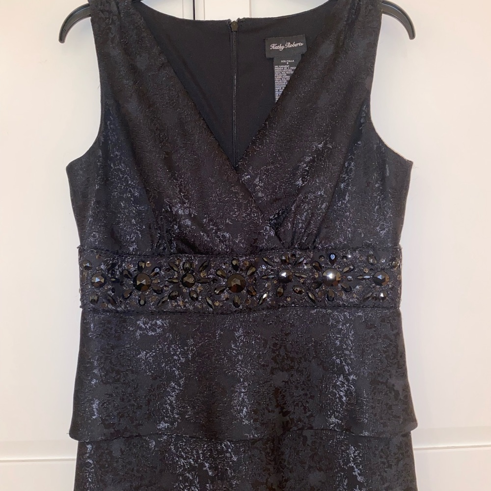 Kathy Roberts Embellished Black Dress, Size 8 - Picture 3 of 9
